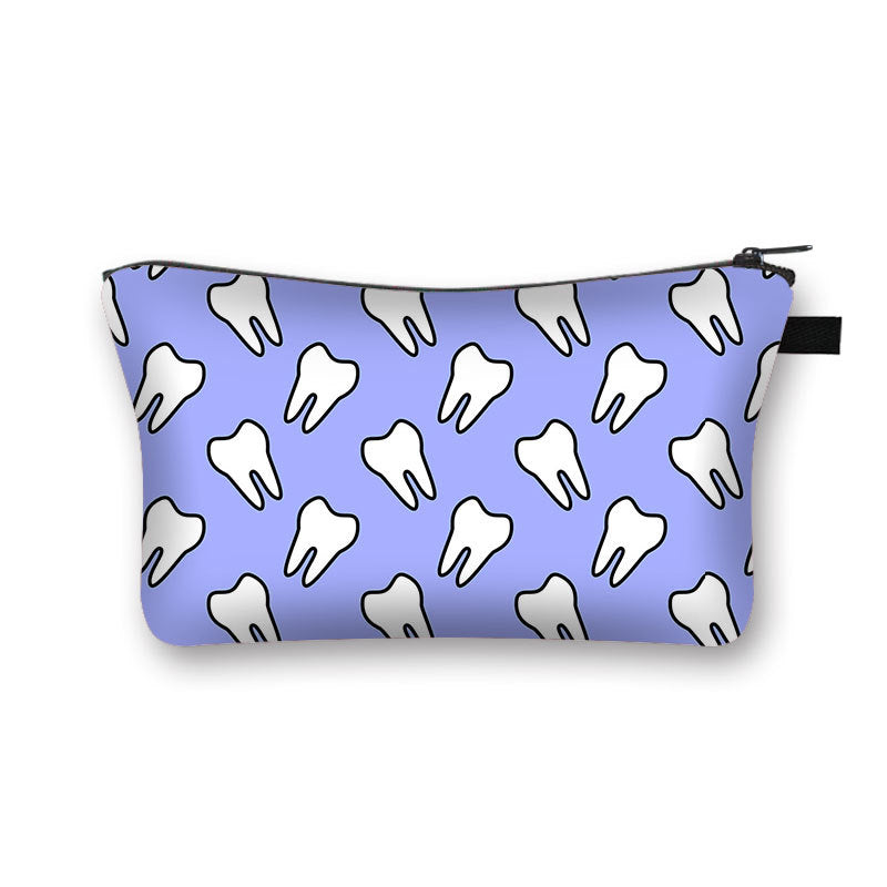 Wholesale Polyester Cosmetic Bag Tooth Print Clutch